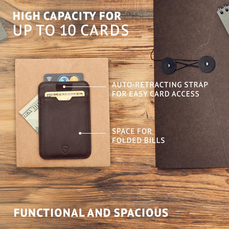 Vaultskin CHELSEA Mens RFID Blocking Slim Leather Card Wallet - Minimalist Front Pocket Cardholder in Brown - Image 5